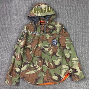 Superdry Military Storm Hooded Jacket Men's Large Fits like Medium Camo Field